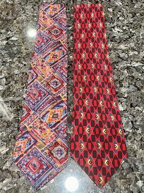 Pair of Vintage Italian 100% Silk Ties Made in USA